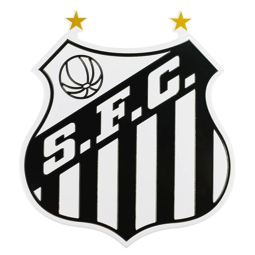 Placa Metal Formato Escudo Time 20x18cm - Santos