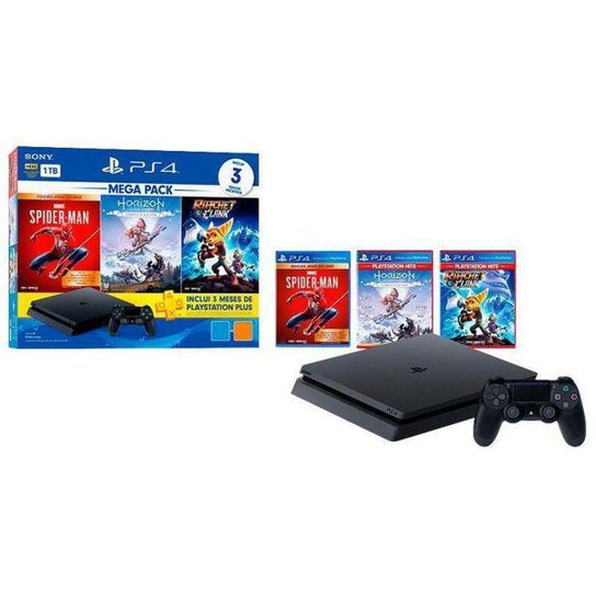 PlayStation 4 Mega Pack V15 1TB 1 Controle Preto - Preto