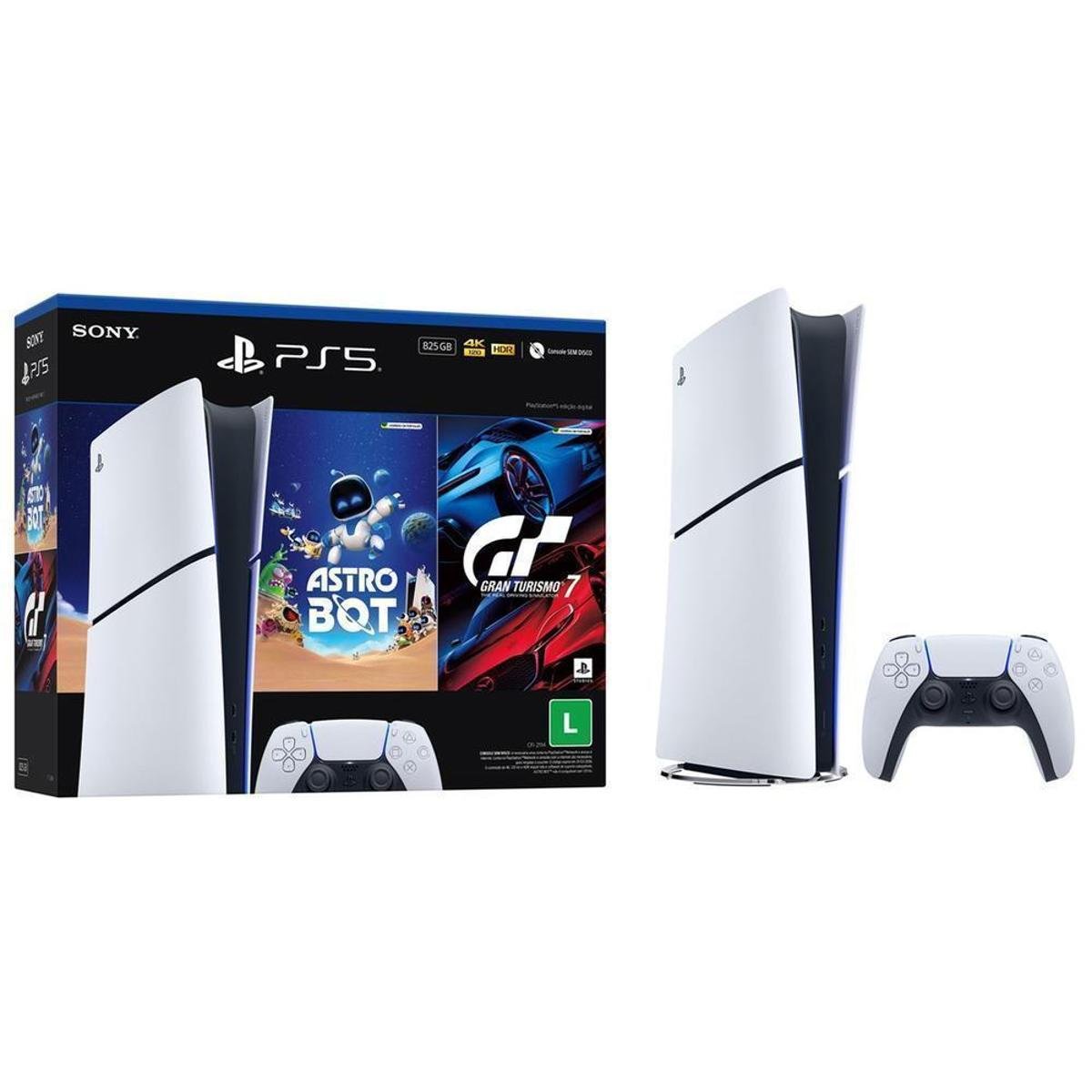 PlayStation 5 Edição Digital 825GB 1 Controle Branco Sony com 2 Jogos Menor preço em PlayStation 5 Edição Digital 825GB 1 Controle Branco Sony com 2 Jogos