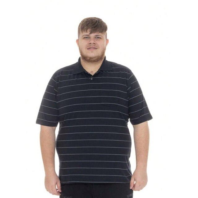 Plus Size Camisa Gola Polo Preta