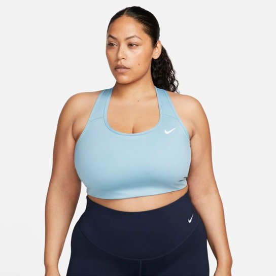 Plus Size - Top Nike Dri-FIT Swoosh Feminino - Azul é ruim? Plus Size - Top Nike Dri-FIT Swoosh Feminino - Azul é boa?