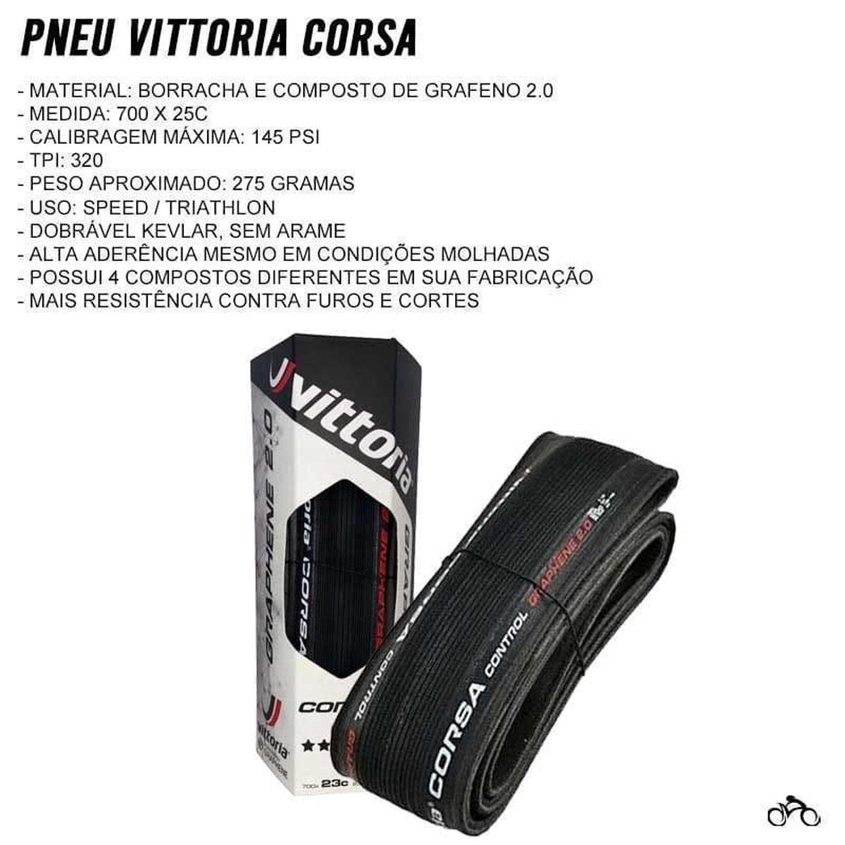 Pneu de Bicicleta Vittoria Corsa 700 x 25 Speed Kevlar - Preto