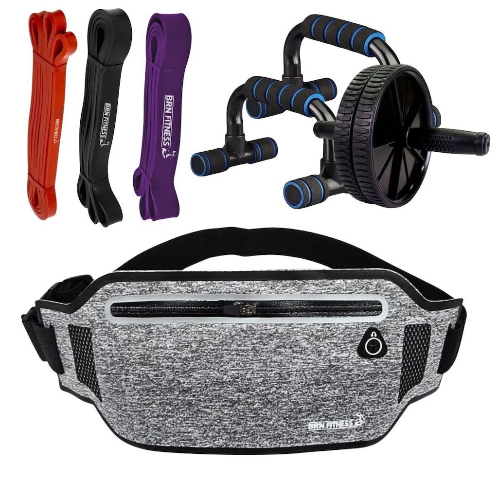 Pochete Fitness+ Roda e Barra+ Elástico Leve/Moderado/Pesado