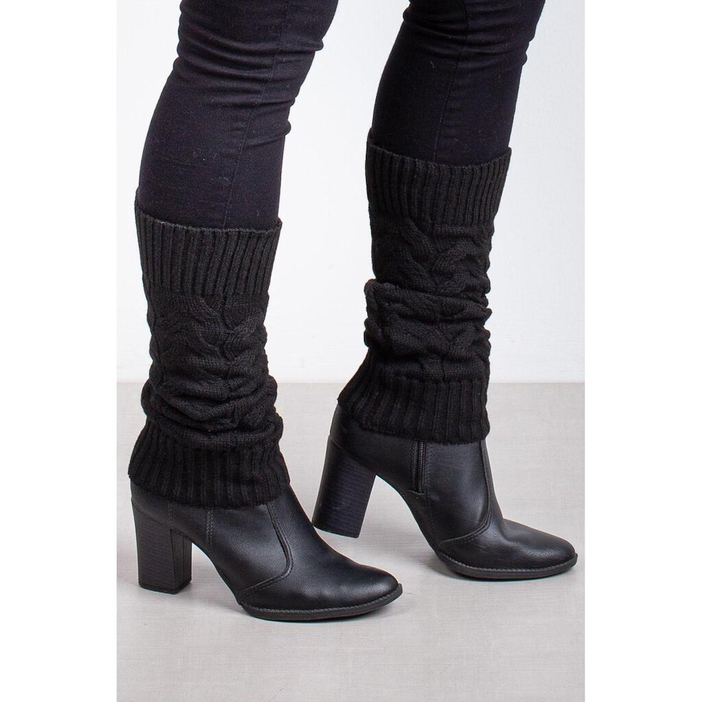 Polaina feminina de malha tricô para inverno