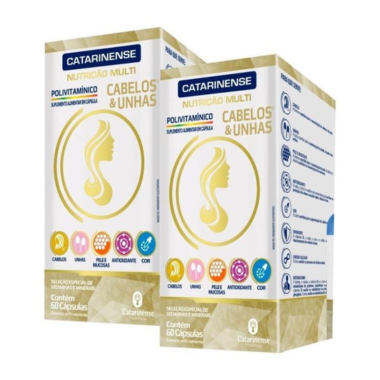 Polivitamínico Cabelos e Unhas - 2 unidades de 60 Cápsulas - Catarinense Menor preço em Polivitamínico Cabelos e Unhas - 2 unidades de 60 Cápsulas - Catarinense