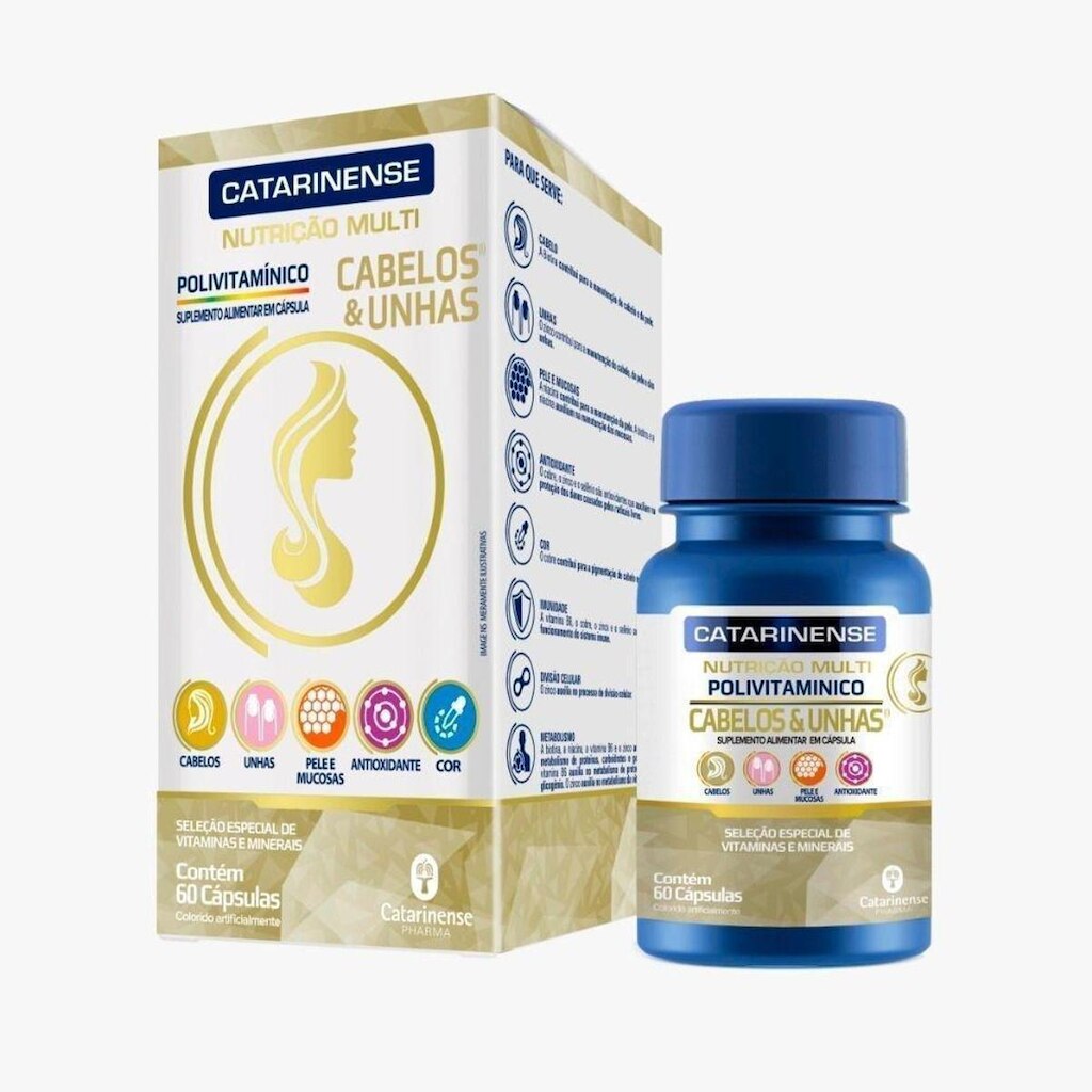 Polivitamínico Cabelos e Unhas - 60 Cápsulas - Catarinense