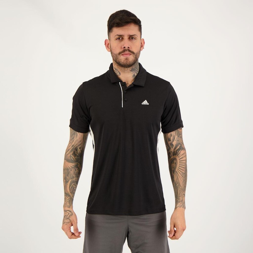 Polo Adidas Essentials Logo Preta