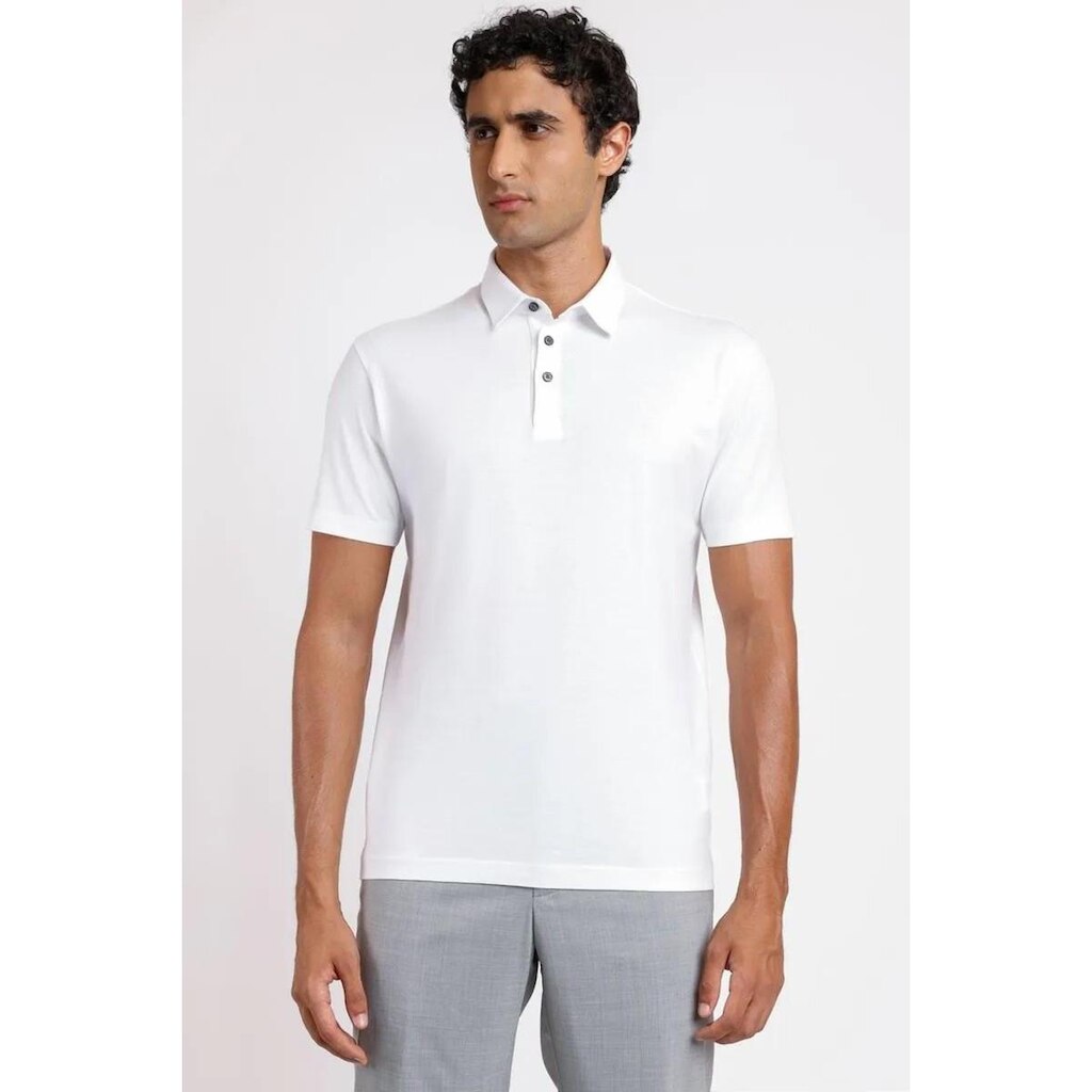 Polo Aramis Manga Curta de Algodão Pima Logo Surton Branco