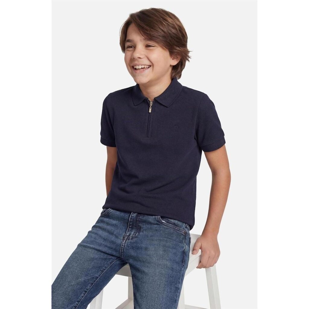 Polo Aramis Manga Curta Infantil Basica Com Zíper Navy