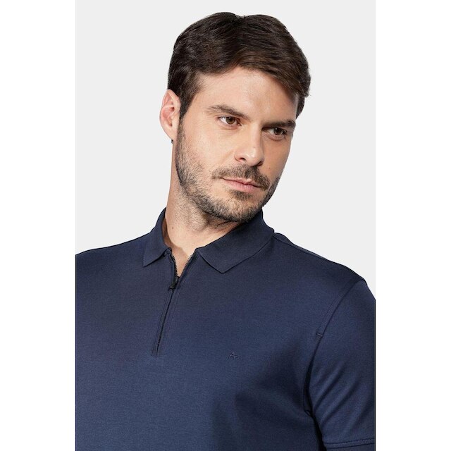 Polo Aramis Manga Curta Malha Dupla Pima Azul Marinho