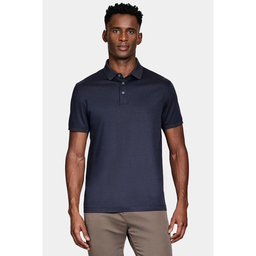 Polo Aramis Manga Curta Silk Blend Modal Navy