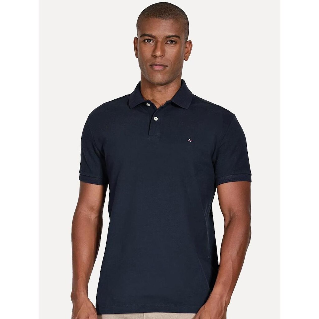 Polo Aramis Masculina Basic Piquet Azul Petróleo