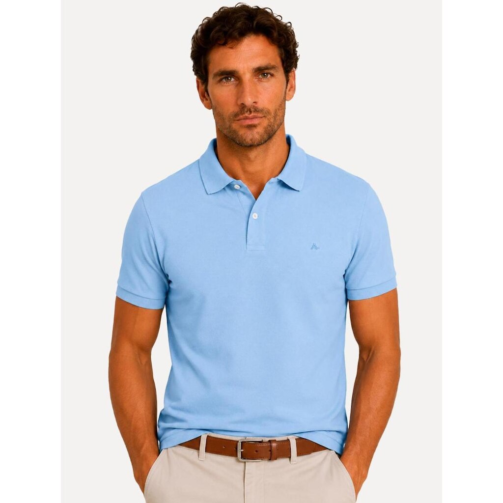 Polo Aramis Masculina Basic Piquet Mono Azul Pastel
