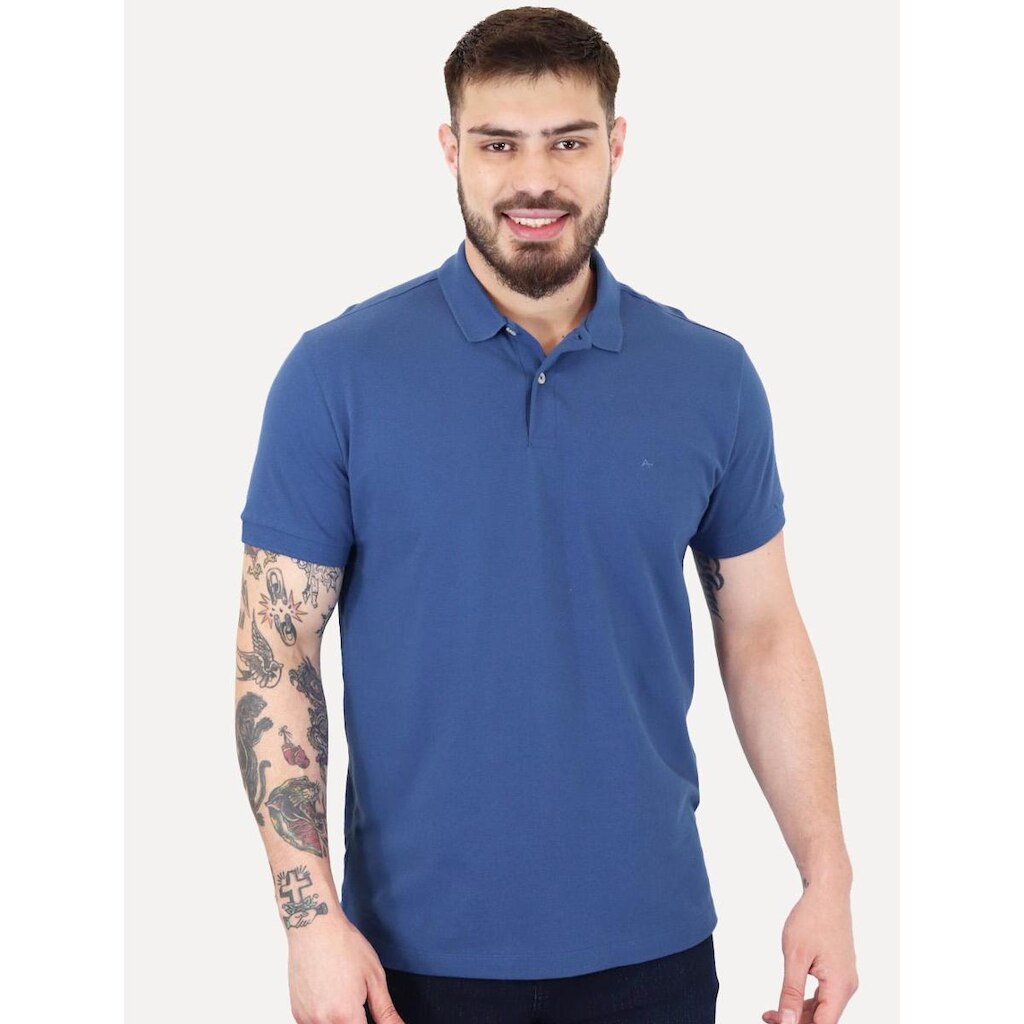 Polo Aramis Masculina Basic Piquet Mono Azul Royal
