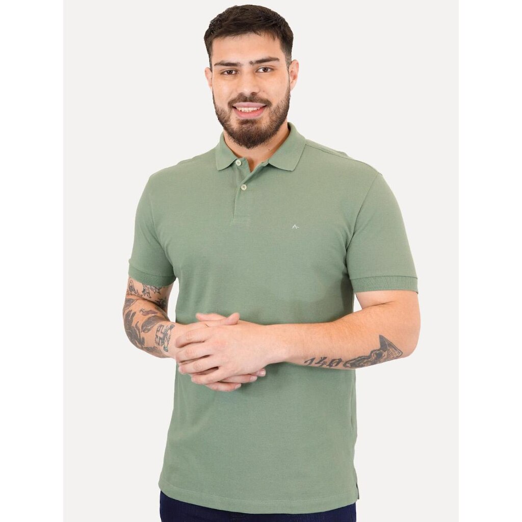 Polo Aramis Masculina Basic Piquet Mono Verde Menta