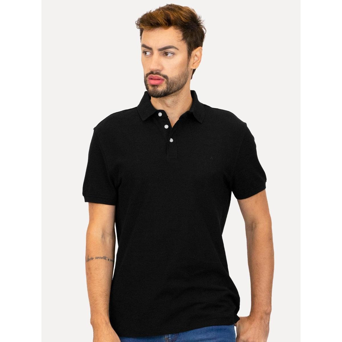 Polo Aramis Masculina Cotton Piquet Basic Preta Menor preço em Polo Aramis Masculina Cotton Piquet Basic Preta