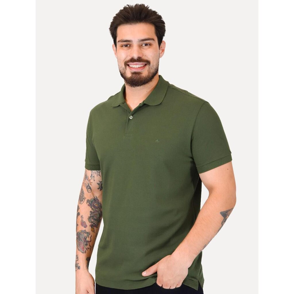 Polo Aramis Masculina Piquet Basic Mono Verde Militar