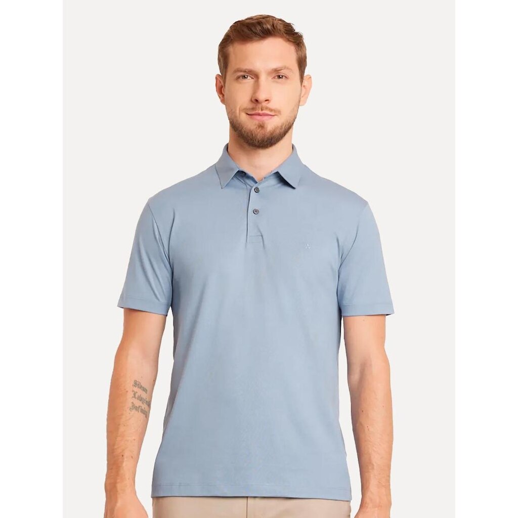 Polo Aramis Masculina Regular Basic Piquet Azul Médio