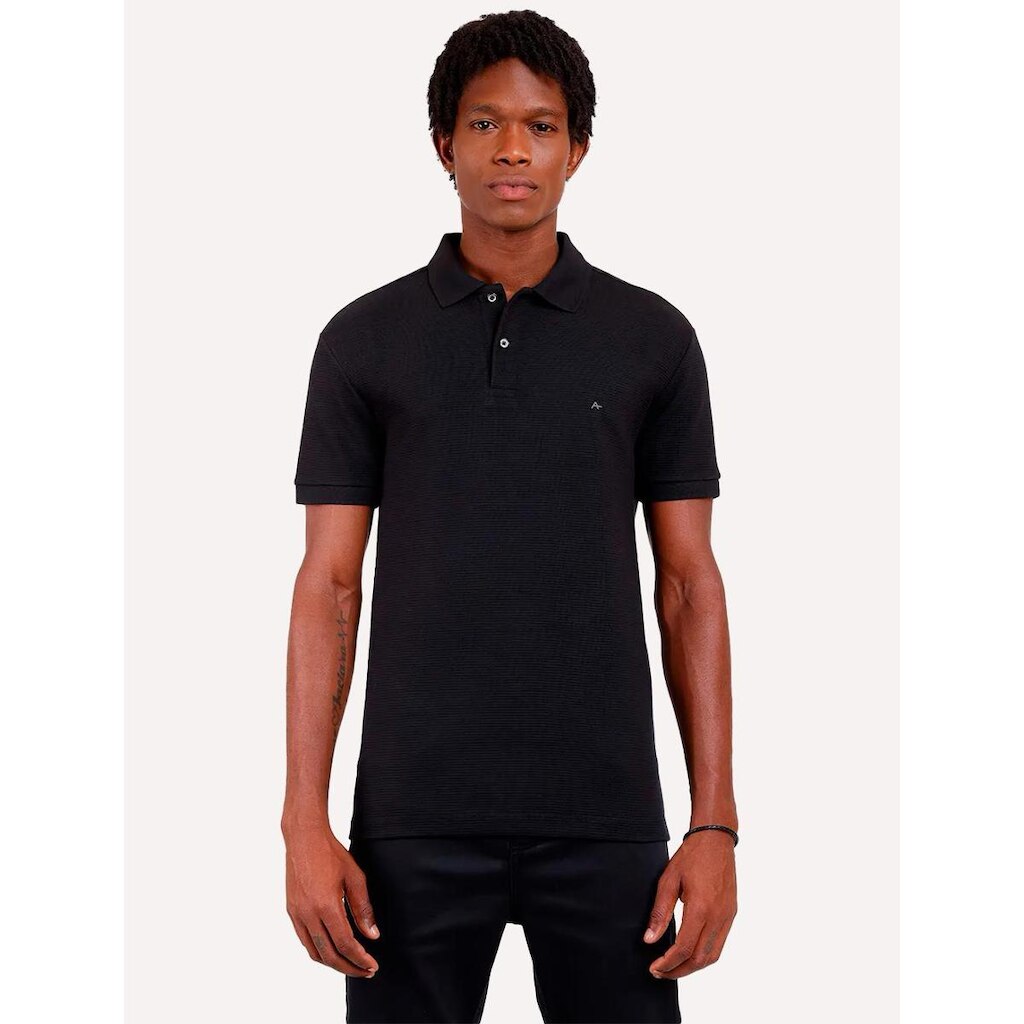 Polo Aramis Masculina Suedine Canelado Preta