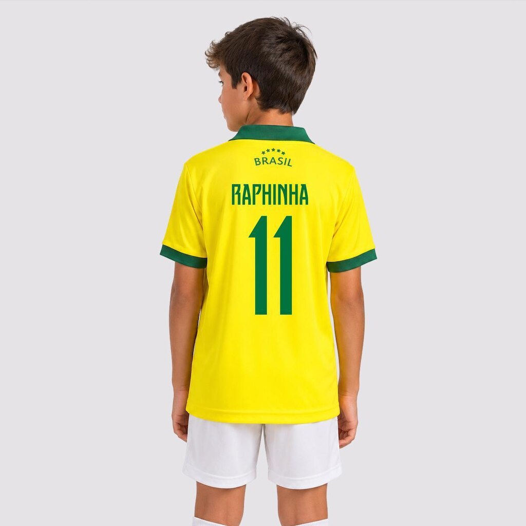 Polo Balboa Brasil Penta Infantil  11 Raphinha