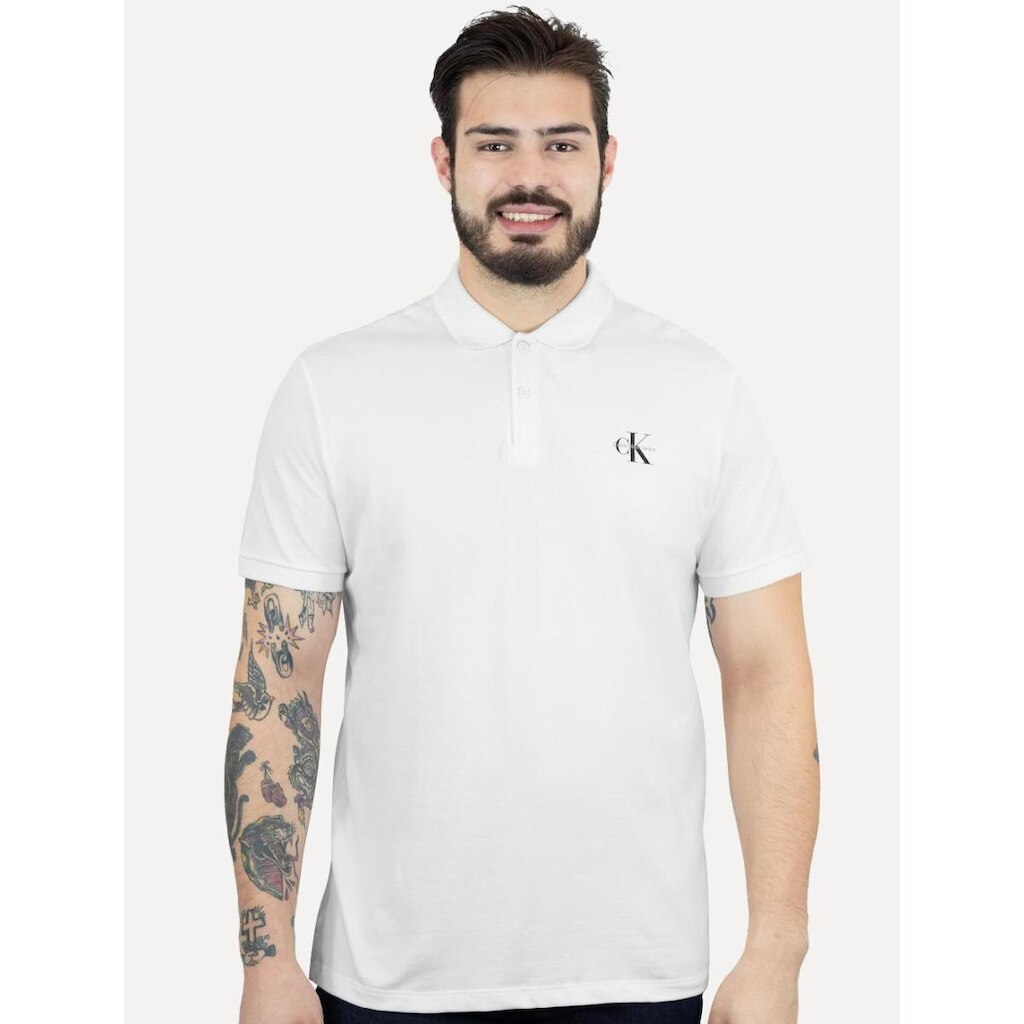 Polo Calvin Klein Jeans Masculina Piquet Regular Light Re Issue Branca