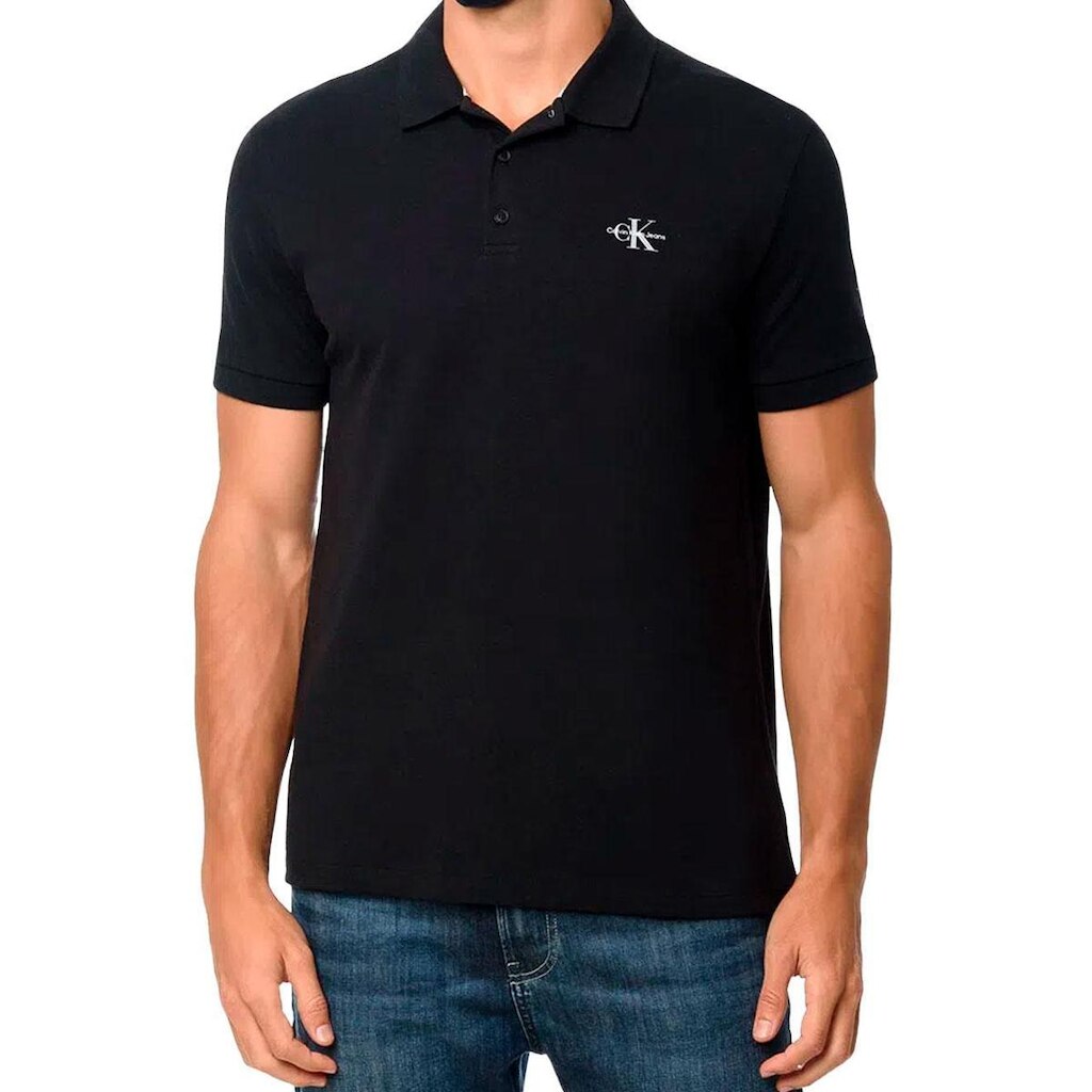 Polo Calvin Klein Jeans Masculina Piquet Regular Re Issue Preta