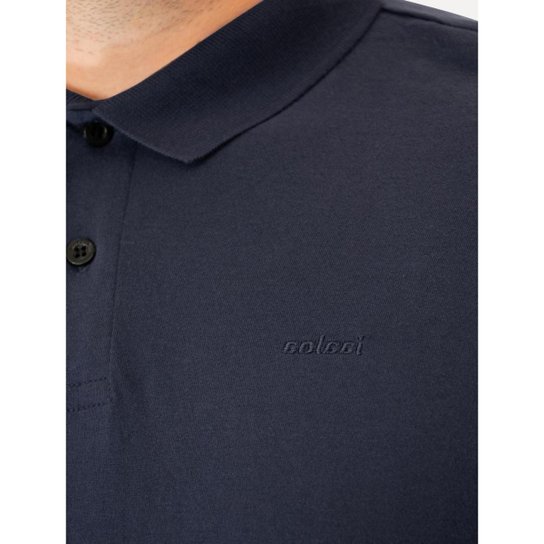 Polo Colcci Masculina Malha Class Navy Logo Azul Marinho