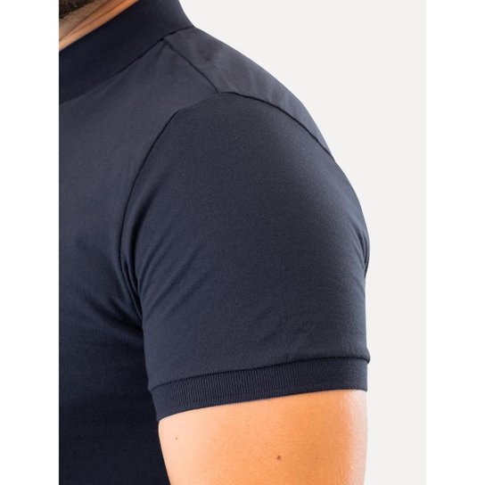 Polo Colcci Masculina Malha Class Navy Logo Azul Marinho
