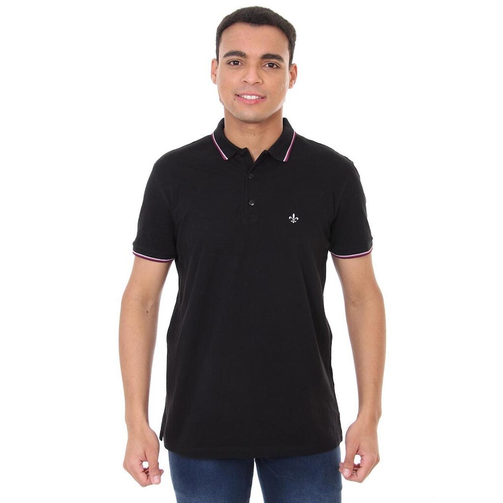 Polo Dudalina Masculina Gradient Collar Preta