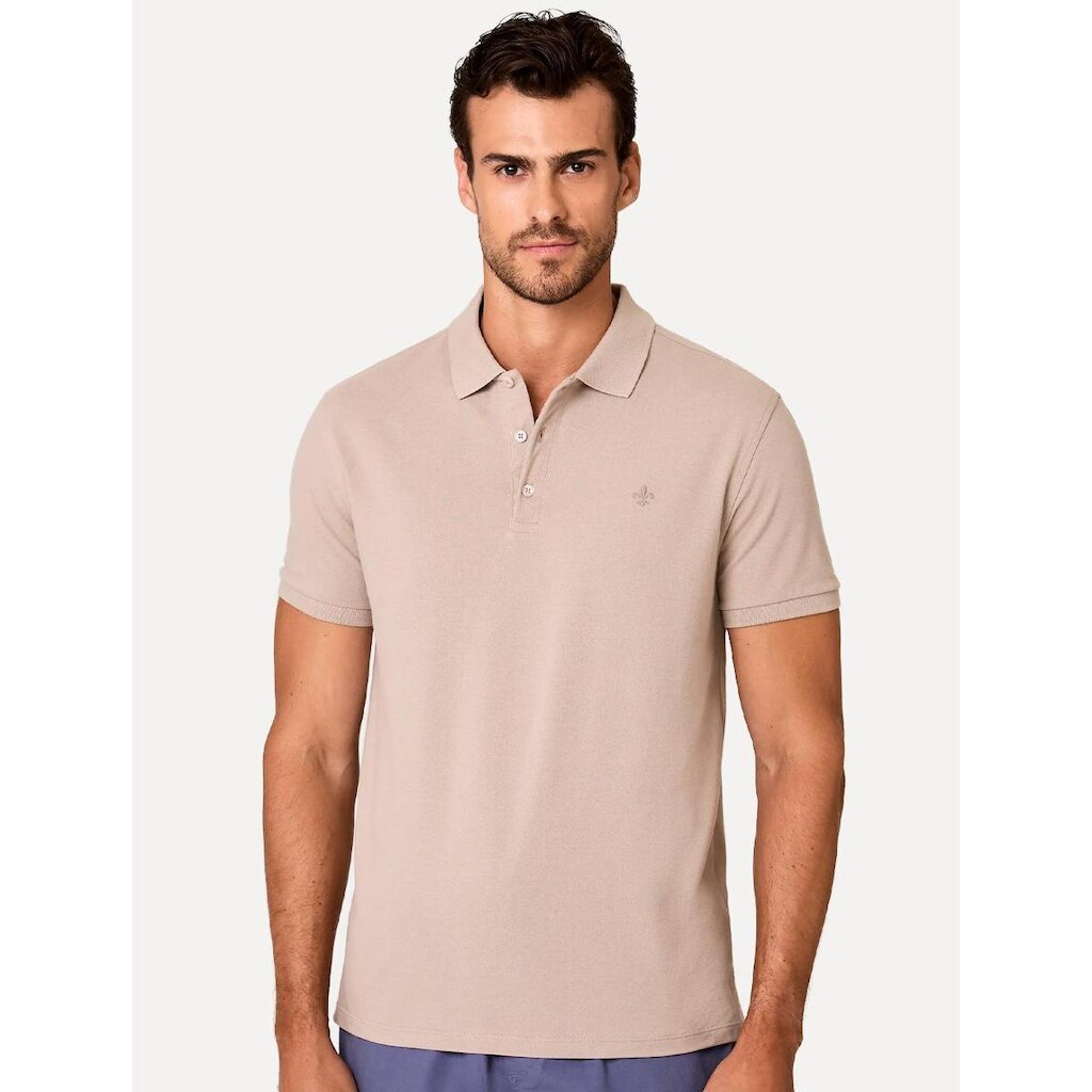 Polo Dudalina Piquet Essentials Cotton Basica Modal Cáqui Claro
