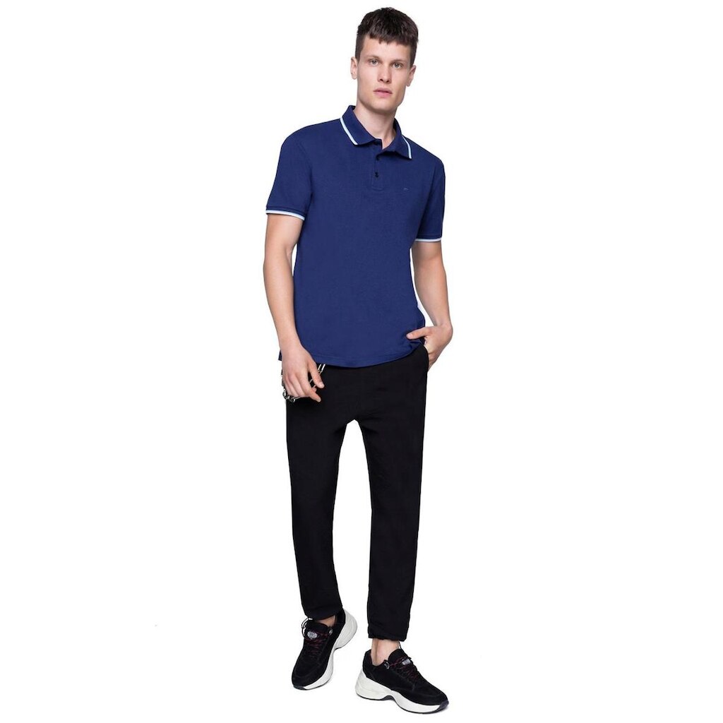 Polo E Asa Frisos Classic Azul claro P