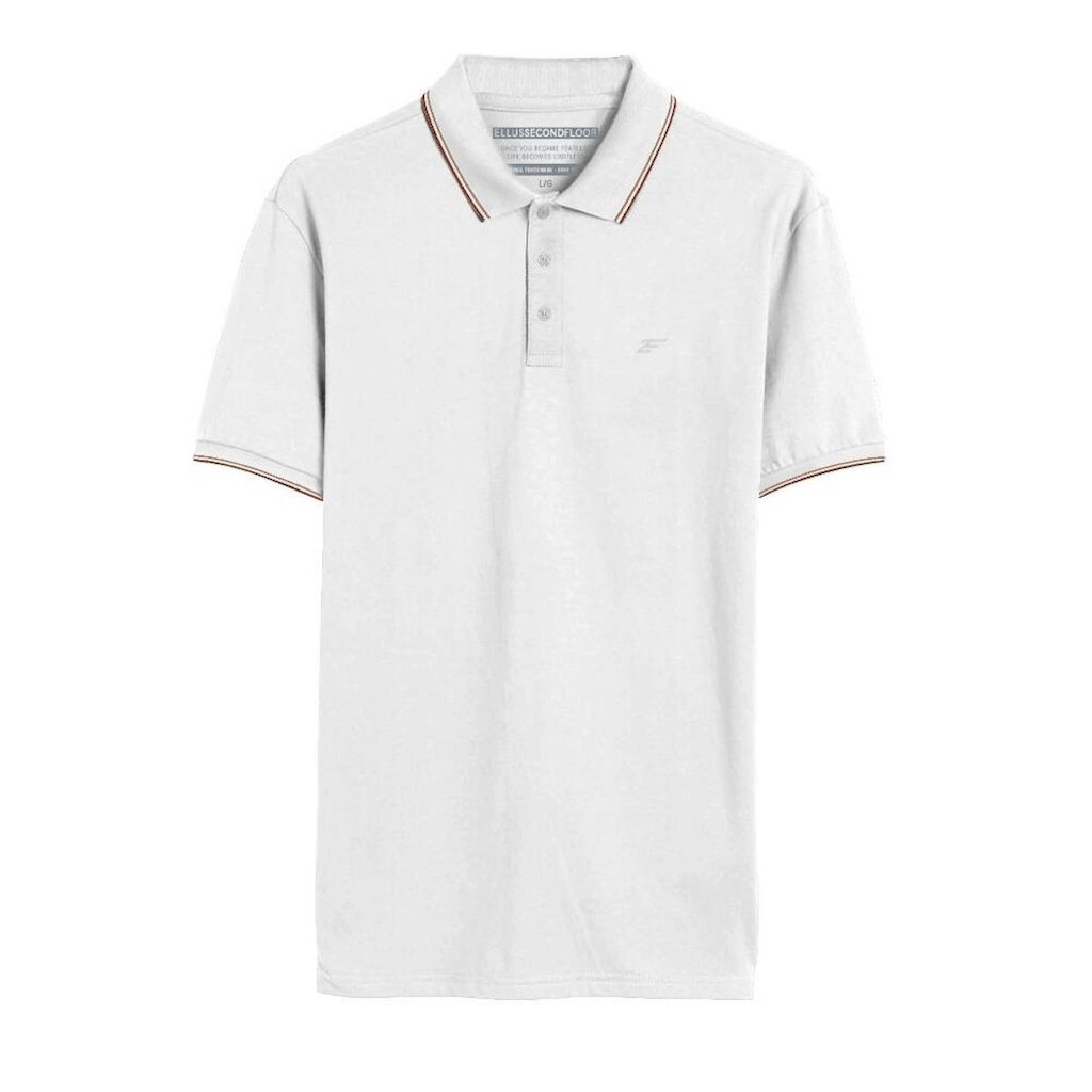 Polo Ellus Piquet e Asa Friso Classic Masculina Branca