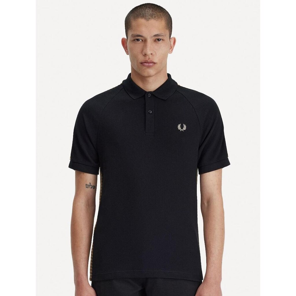 Polo Fred Perry Masculina Piquet Regular Honeycomb Taped Preta