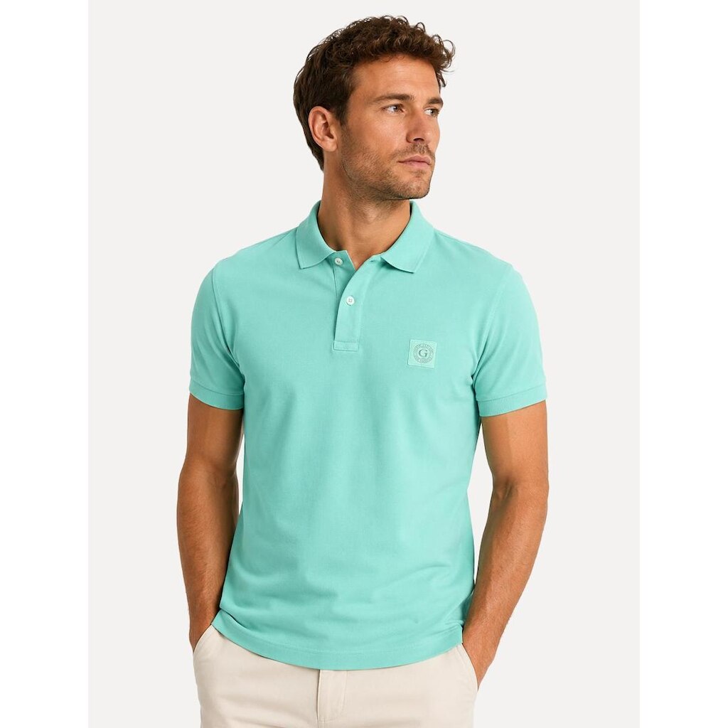 Polo Guess Masculina Piquet Small Patch Verde Claro