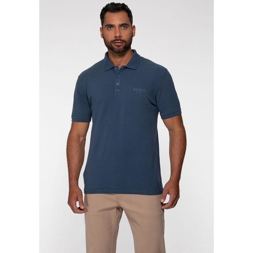 Polo Guess Silk Relevo Est 1981 Azul Escuro