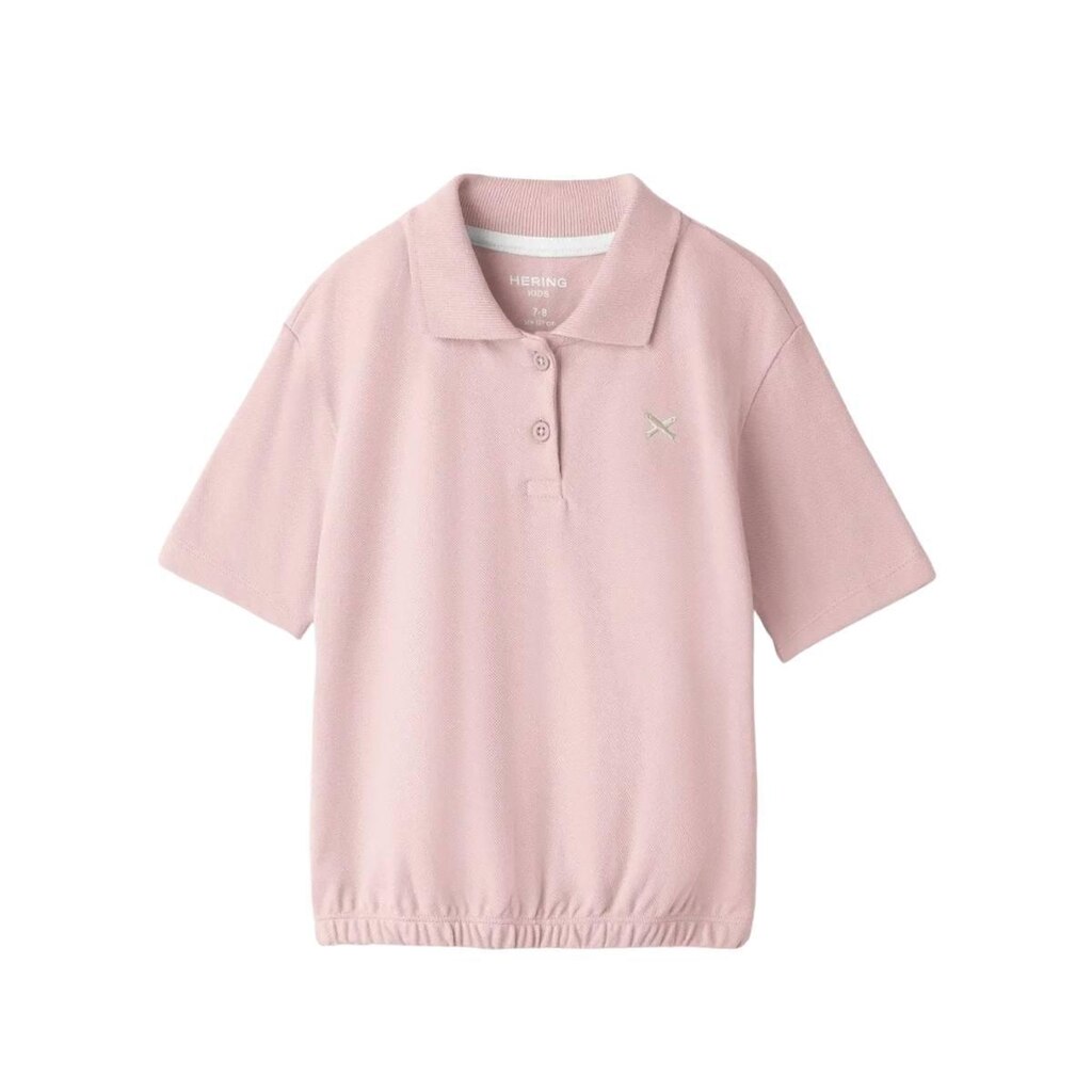 Polo Infantil Hering Manga Curta Com Bordado Rosa