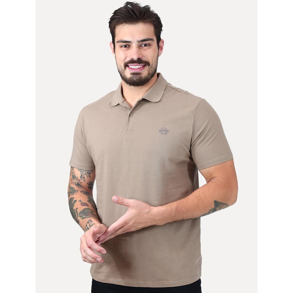 Polo John John Masculina Light Transfer Bege Médio