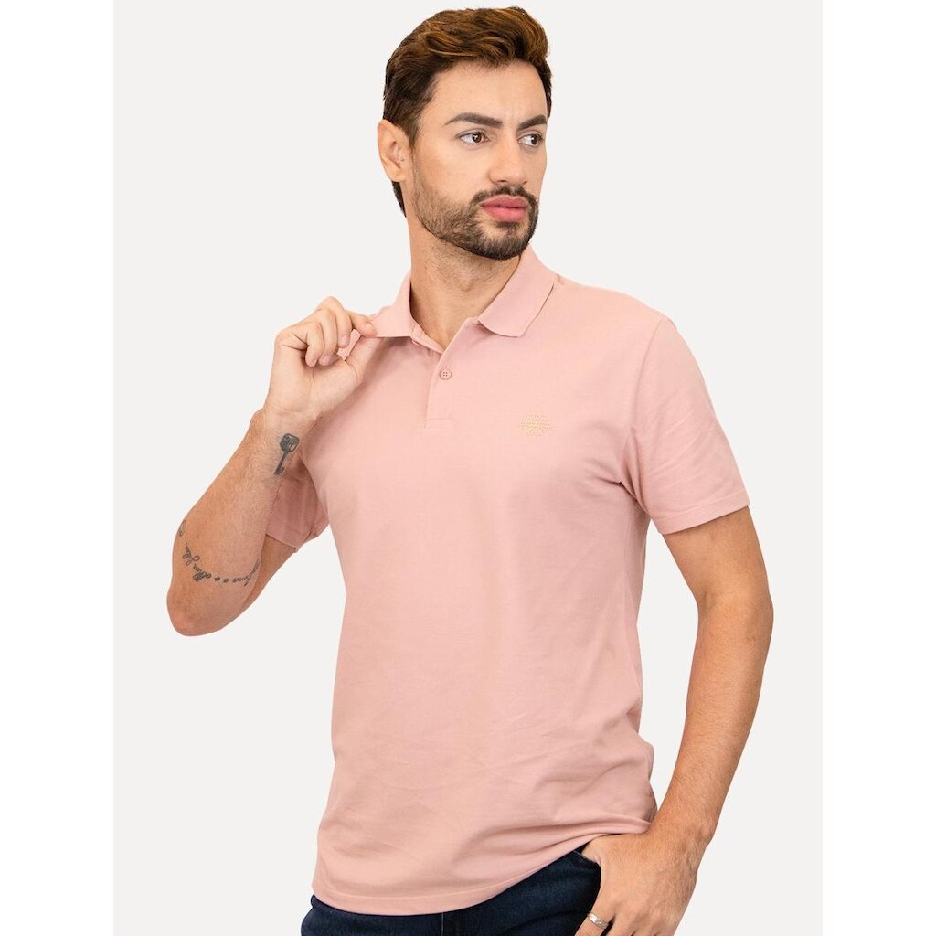 Polo John John Masculina Light Transfer Rosa