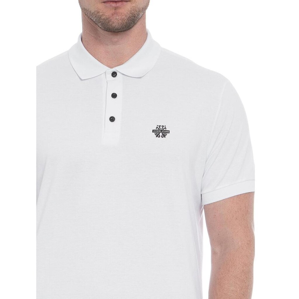 Polo John John Masculina Logo Transfer White Branca