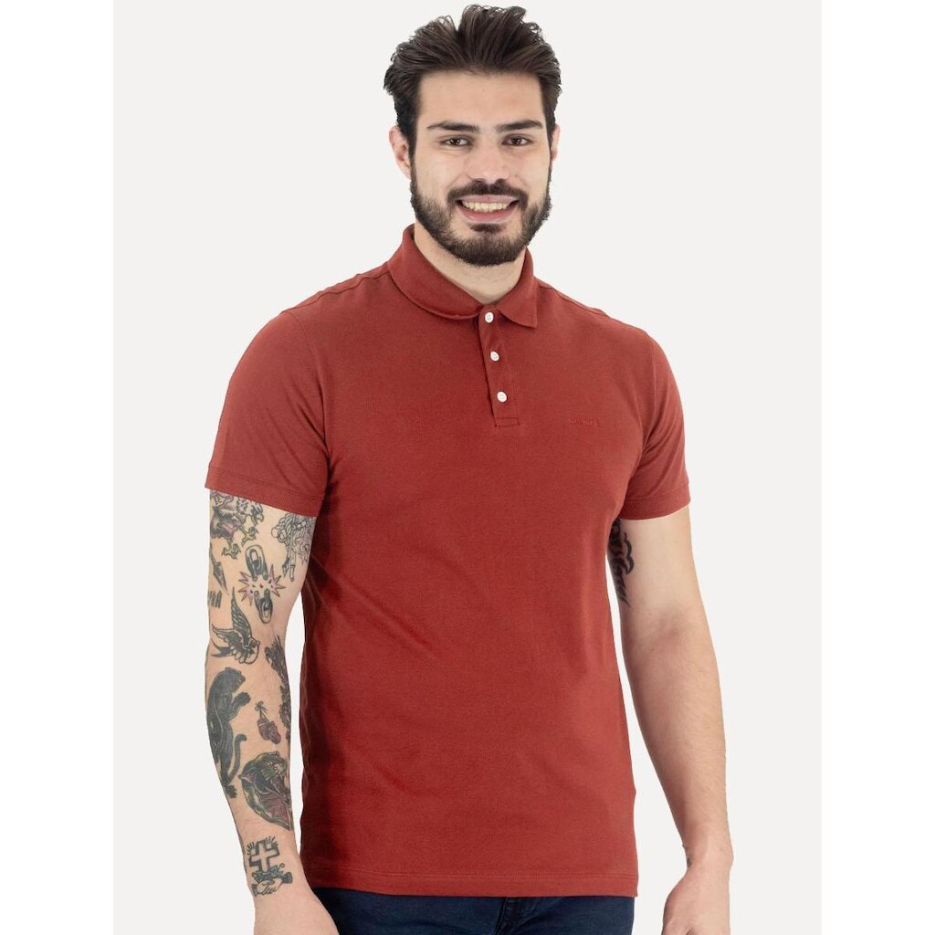 Polo John John Masculina New Simple Light Button Vermelha