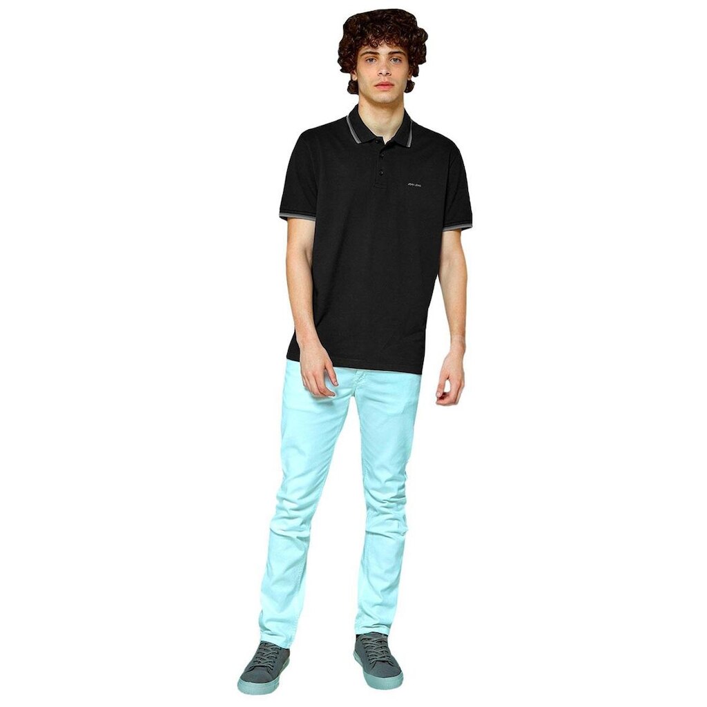Polo John John Masculina Two Lines Preta