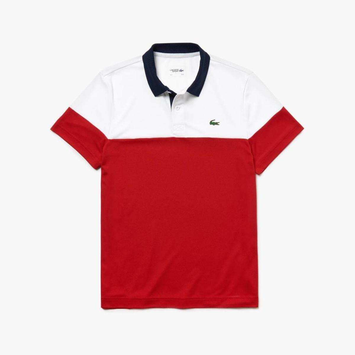 【新品】CLUBHAUSxLacoste Sport Polo Polo Lacoste Sport Regular Fit Masculina - Branco+Vermelho