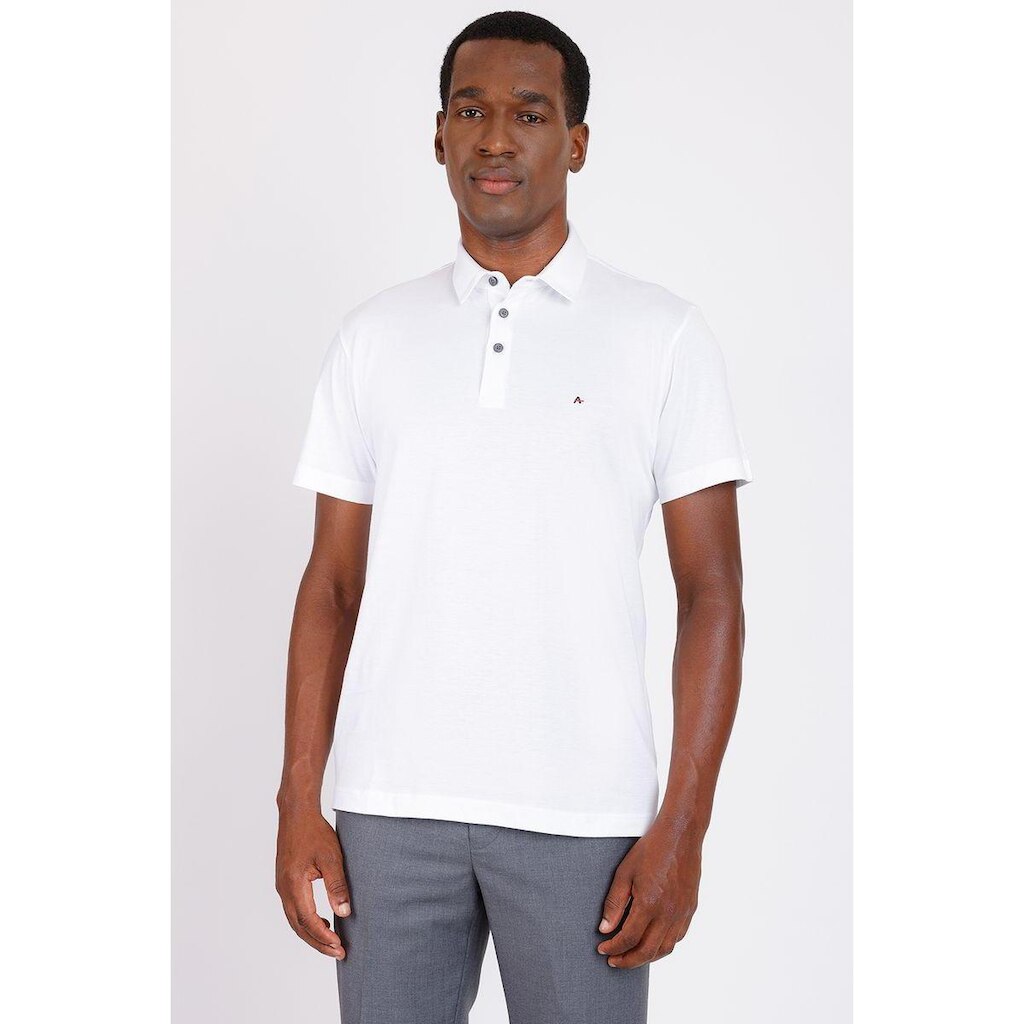 Polo Manga Curta de Algodão Pima Branco