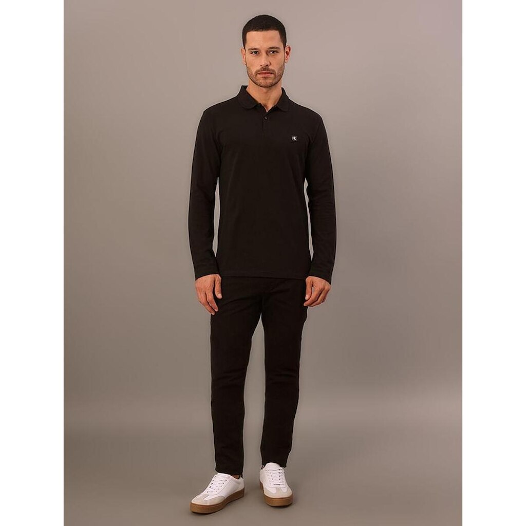 Polo Manga Longa Calvin Klein Jeans Regular Premium - Preto