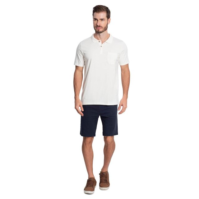 Polo Masculina Com Bolso Cotton Leve Diametro Bege