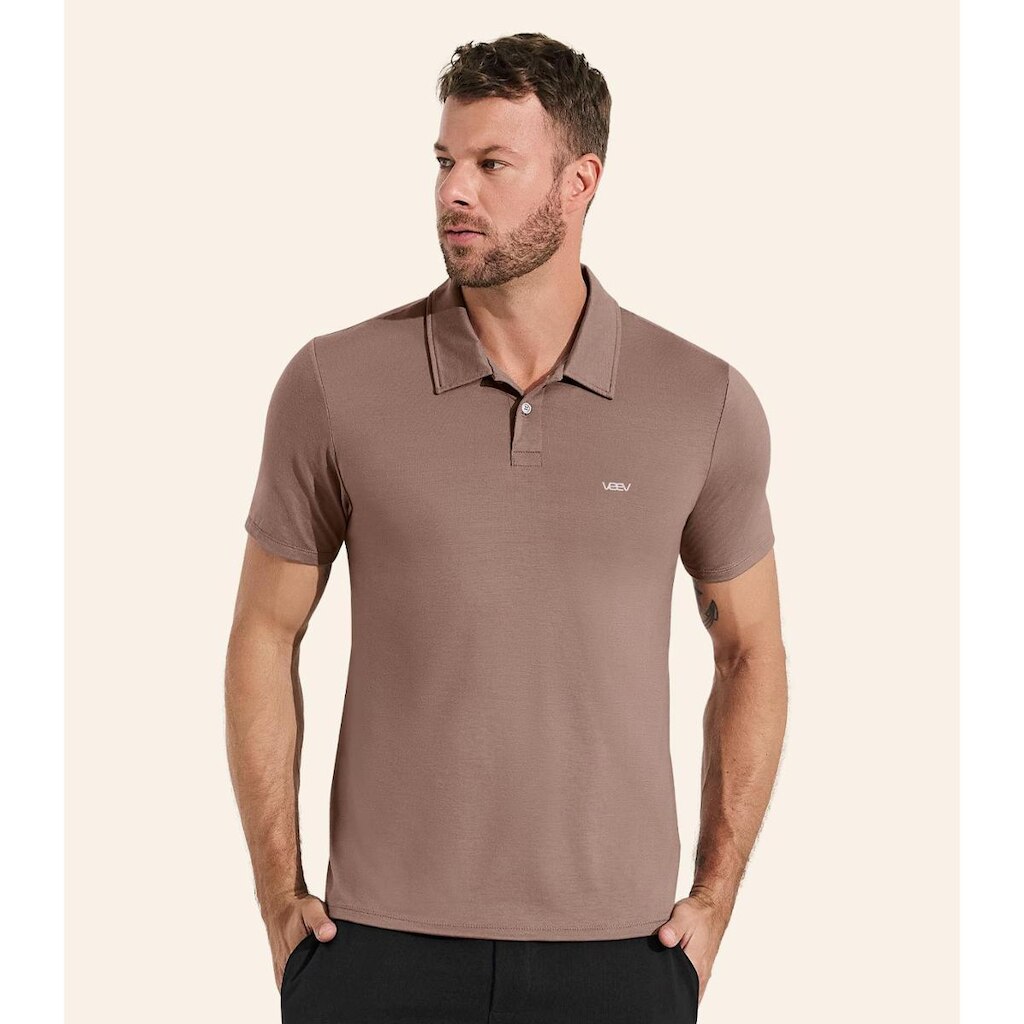 Polo Masculina Em Malha Modal Veev Marrom