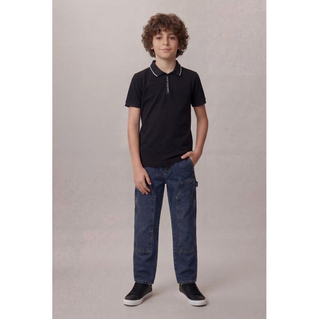 Polo Mc Ckj Boy Logo Cadarço Peitilho - Marinho