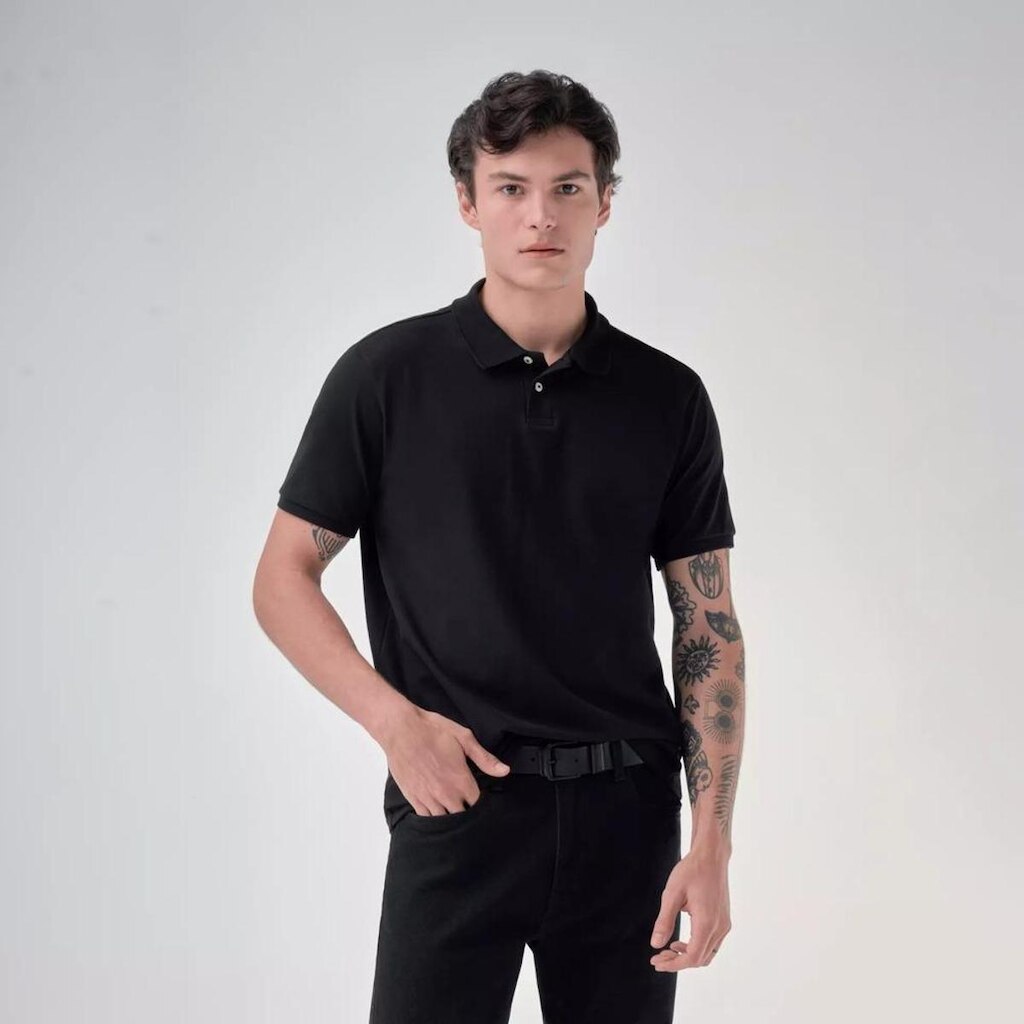 Polo Oficina Reserva Piquet Algodao Stretch Preto