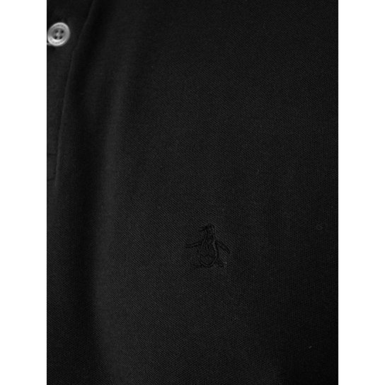 Polo Original Penguin Masculina Piquet Lisa Friso Jacquard Preta
