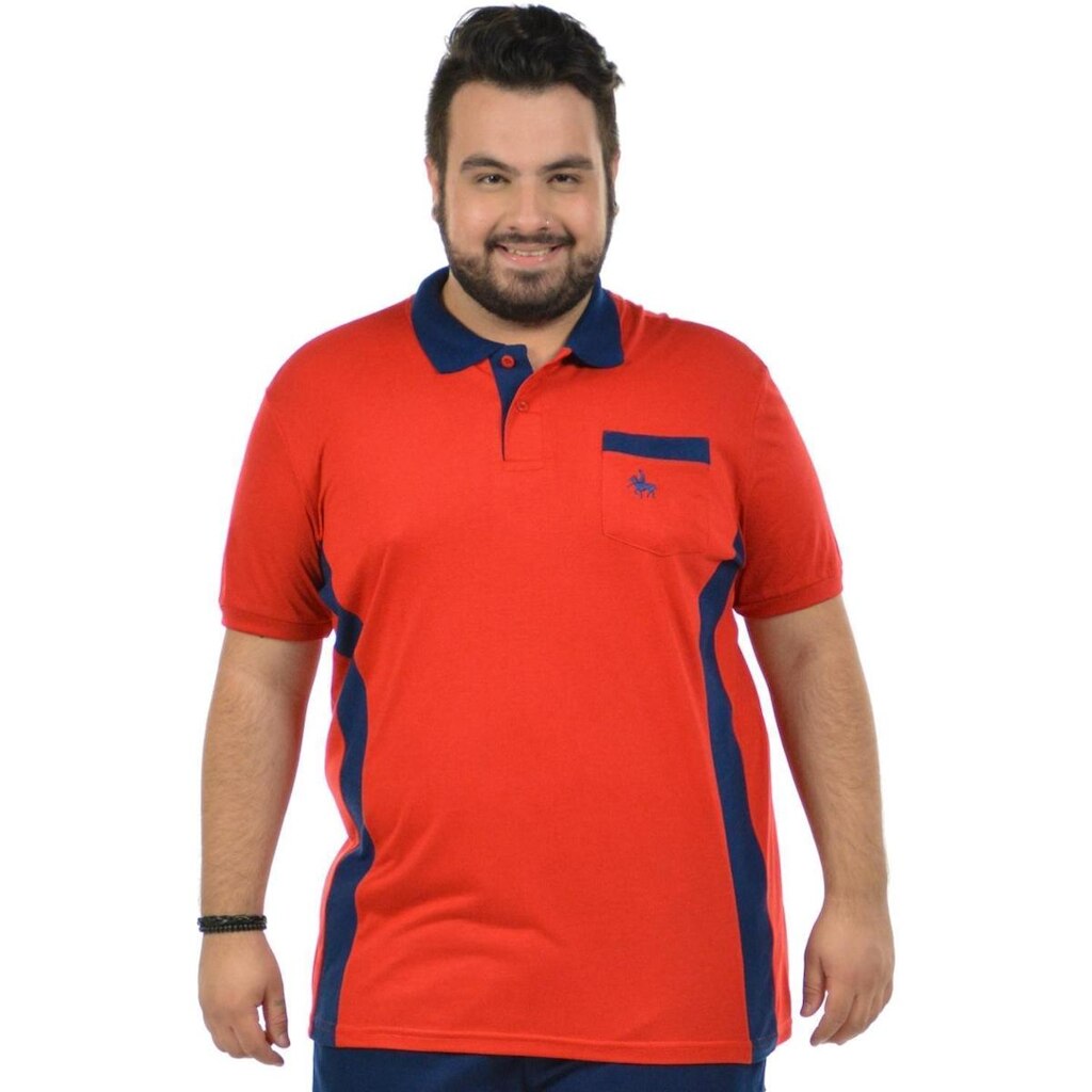 Polo plus size linear fenomenal(sem elasticidade) Vermelho 54